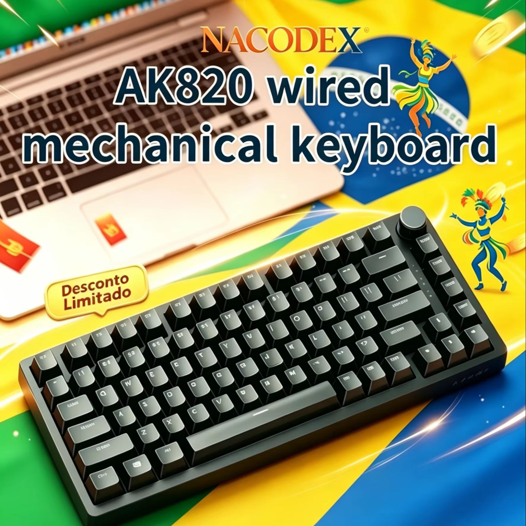 Gaming Keyboard Thocky - AJAZZ AK820 Berkabel Dengan Tombol Volume