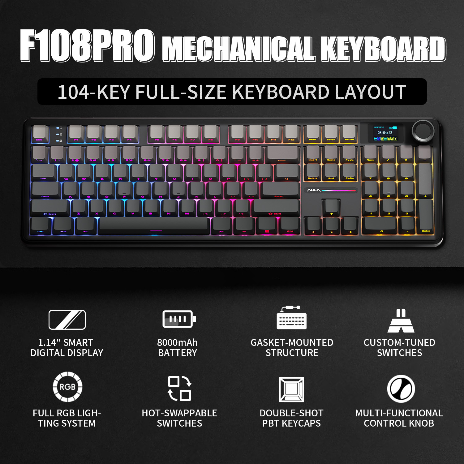 Gaming Keyboard Corsair - AULA F108 PRO Keyboard Mekanik Kustom