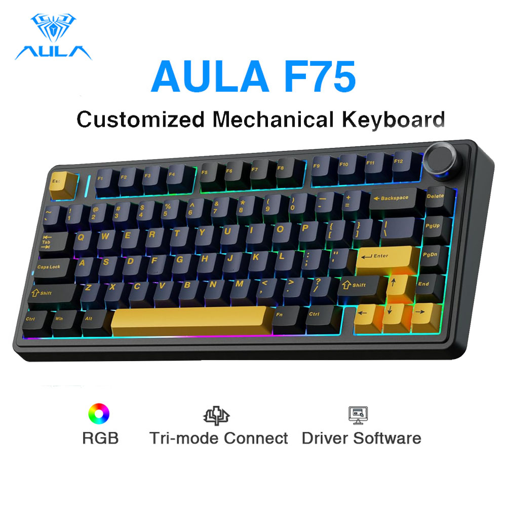 Keyboard Mekanik Aula F75, Tom - Gaming Keyboard No Number Pad ulasan dan harga